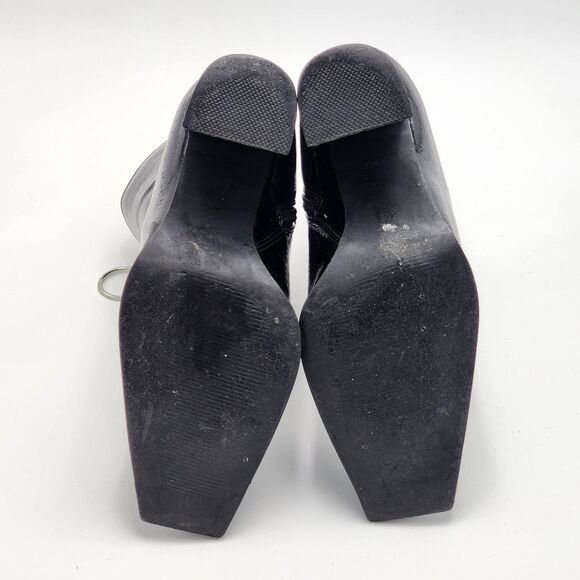 Public Desire Zipper Faux Patent Black Booties Size 8 - Picture 7 of 10